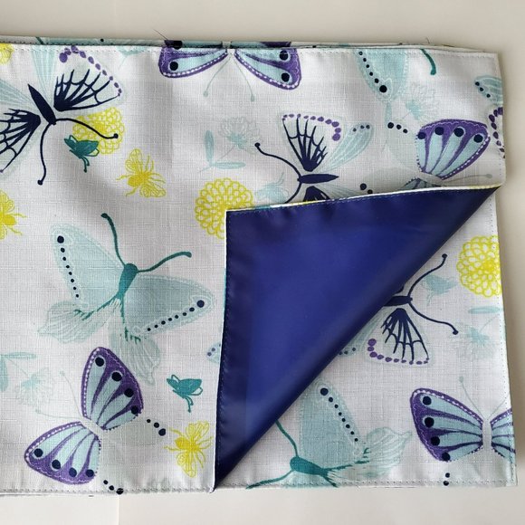 Butterfly Placemats, Set of 4, Fabric, Home Collection, Blue Yellow, Polyester - Picture 2 of 3
